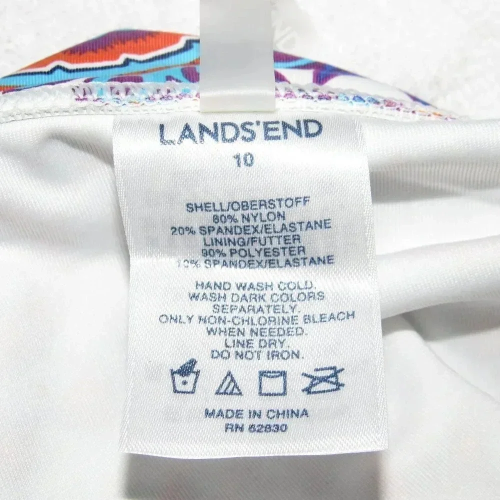 LANDS' END Multicolor Print 2 Piece Swim Top Botto